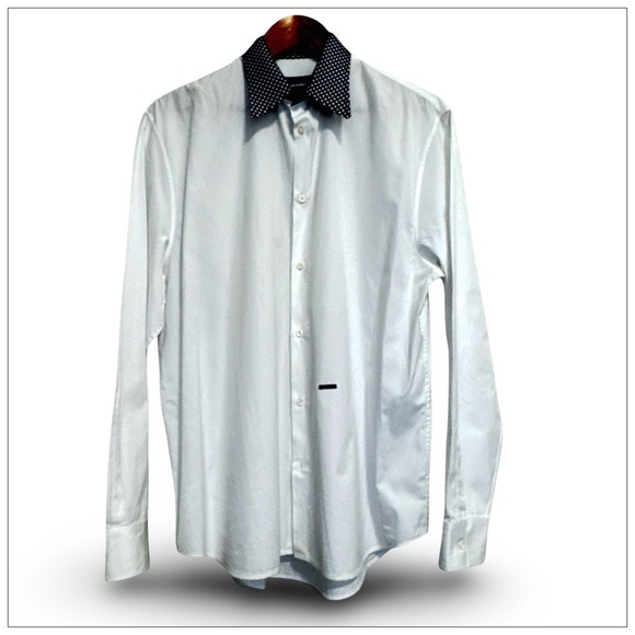 DSquared2 Men’s Long-Sleeve Dress Shirt w/ Contrasting Collar. Size 48 - Picture 3 of 12